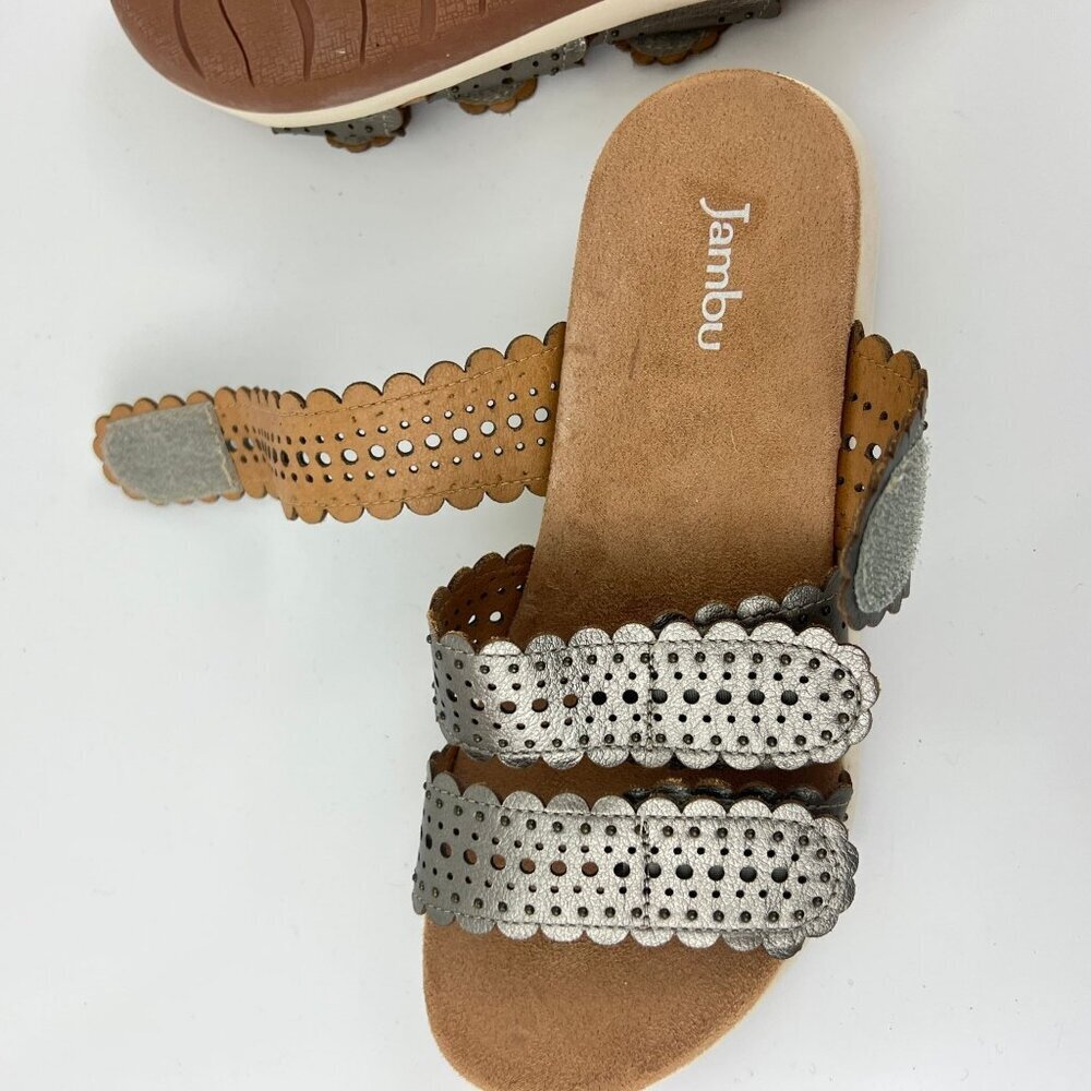 Jambu JBU Sandals Womens Size 7 Metallic Gold Perforated Strappy Comfort Shoes - Picture 5 of 9
